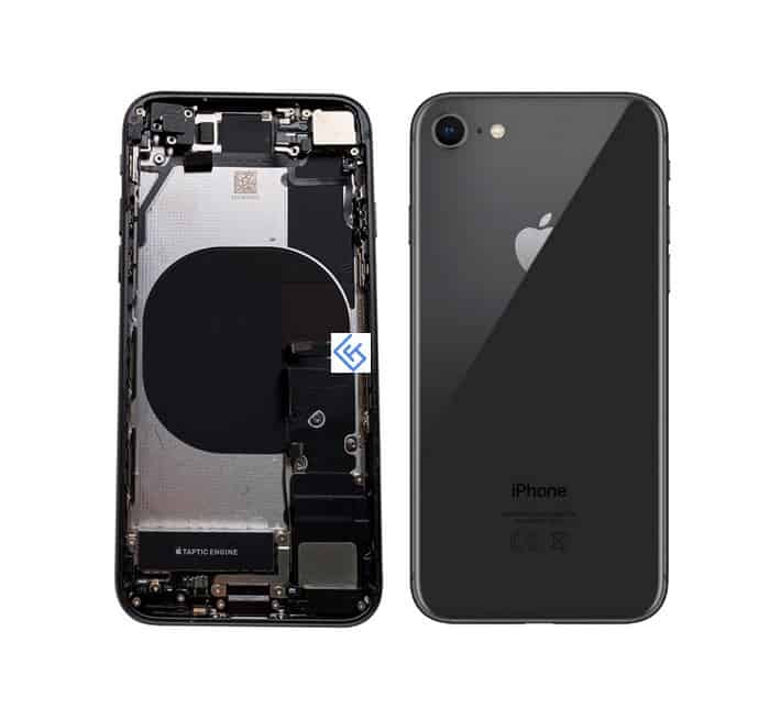 Back Housing W/ Small Components Pre-Installed Compatible For iPhone 8 (Space Grey)