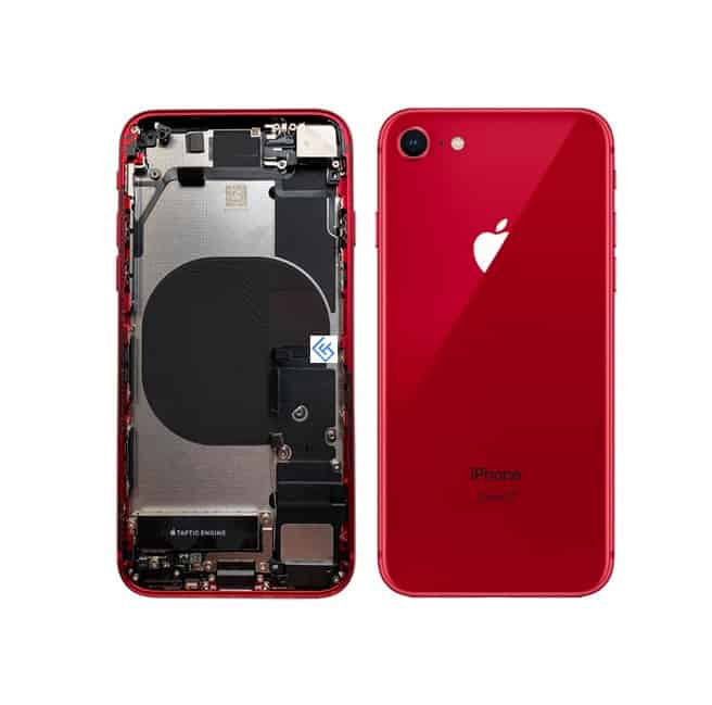 Back Housing W/ Small Components Pre-Installed Compatible For iPhone 8 (Red)