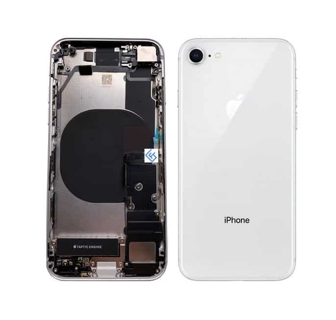 Back Housing W/ Small Components Pre-Installed Compatible For iPhone 8 (Silver)