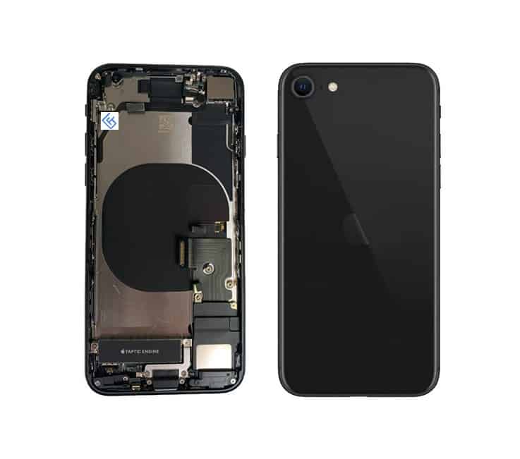 Back Housing W/ Small Components Pre-Installed Compatible For iPhone SE (2020) (Black)