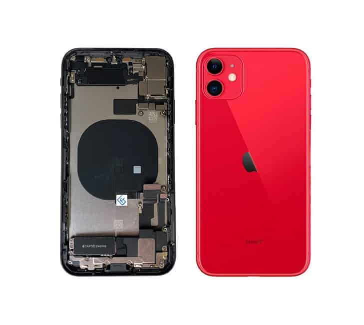 Back Housing W/ Small Components Pre-Installed Compatible For iPhone 11 (Red)