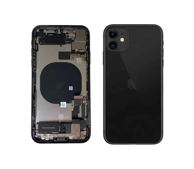 Back Housing W/ Small Components Pre-Installed Compatible For iPhone 11 (Black)