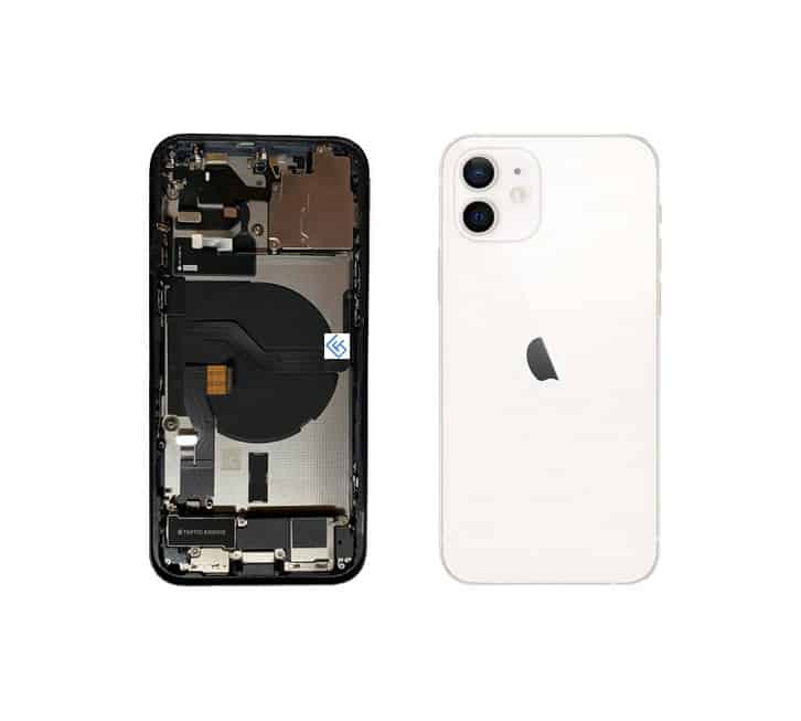 Back Housing W/ Small Components Pre-Installed Compatible For iPhone 12 (White)