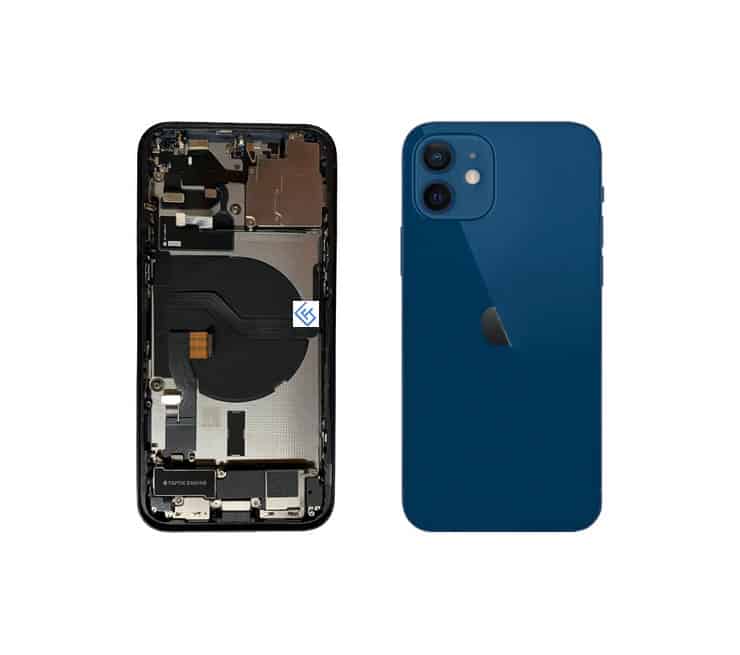 Back Housing W/ Small Components Pre-Installed Compatible For iPhone 12 (Blue)
