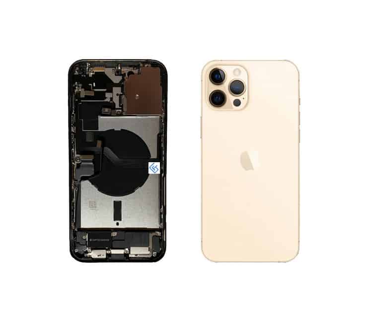Back Housing W/ Small Components Pre-Installed Compatible For iPhone 12 Pro Max (Gold)