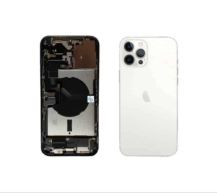 Back Housing W/ Small Components Pre-Installed Compatible For iPhone 12 Pro Max (Silver)