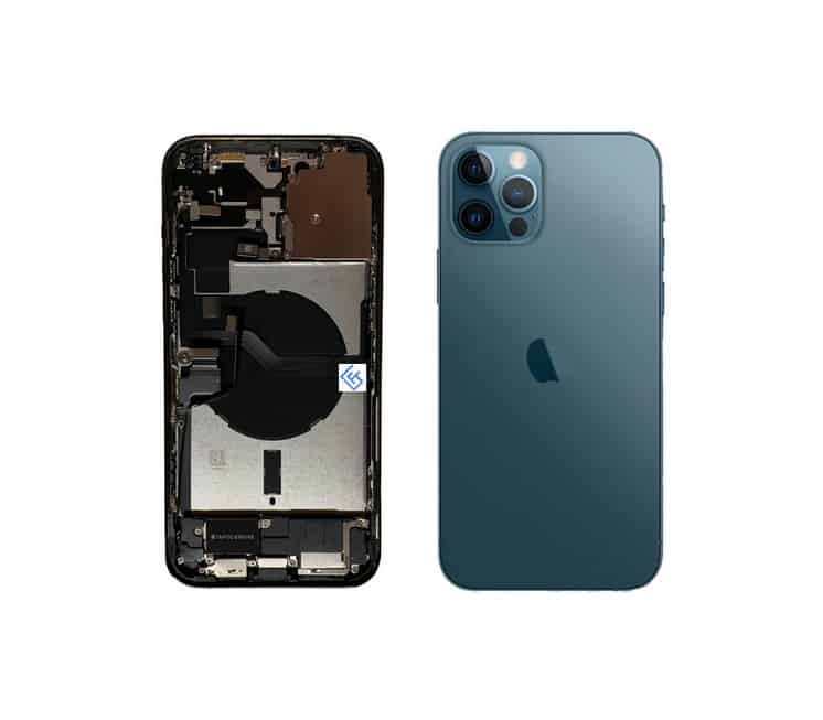 Back Housing W/ Small Components Pre-Installed Compatible For iPhone 12 Pro Max (Pacific Blue)