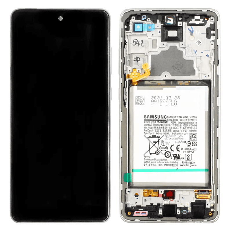 Galaxy A72 4G/5G White OLED (including Battery) Touchscreen - SM-A725/726 GH82-25541D / GH82-25542D (Service Pack)