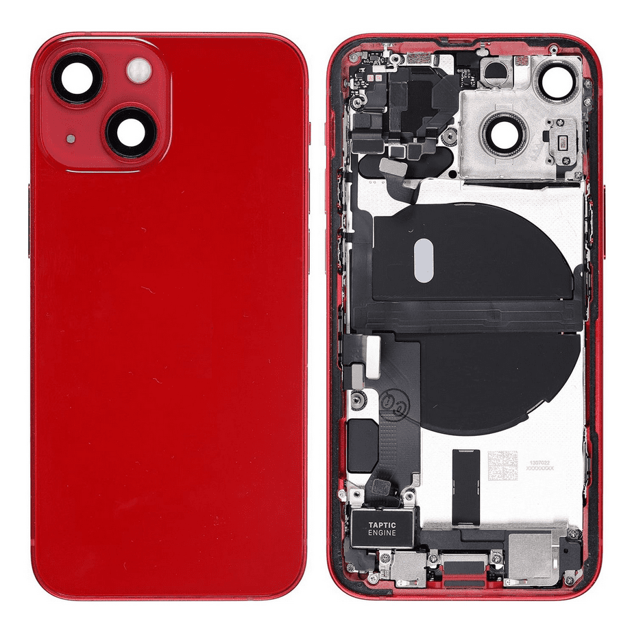 Back Housing W/Small Component Pre-installed for iPhone 13 Mini (Red)
