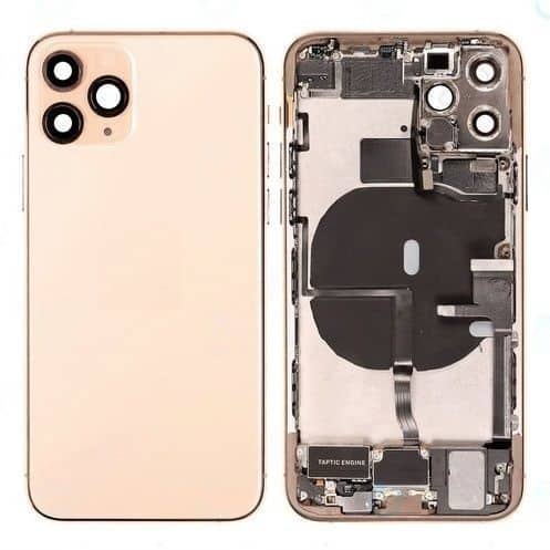 Back Housing W/ Small Components Pre-Installed Compatible For iPhone 11 Pro (Gold)
