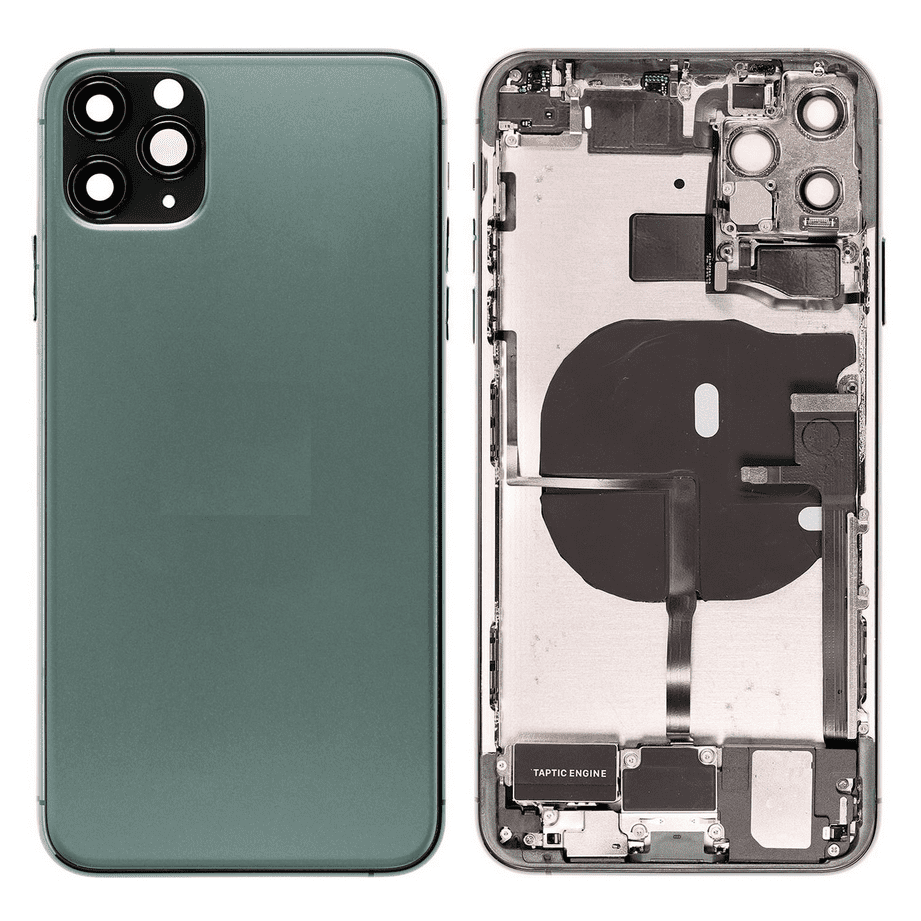 Back Housing W/ Small Components Pre-Installed Compatible For iPhone 11 Pro Max (Midnight Green)