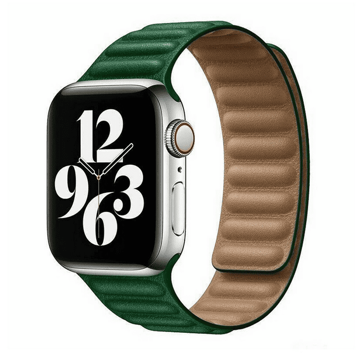 Leather Band for Apple Watch (42/44/45,49mm) - Size M/L (230mm) - Dark Green