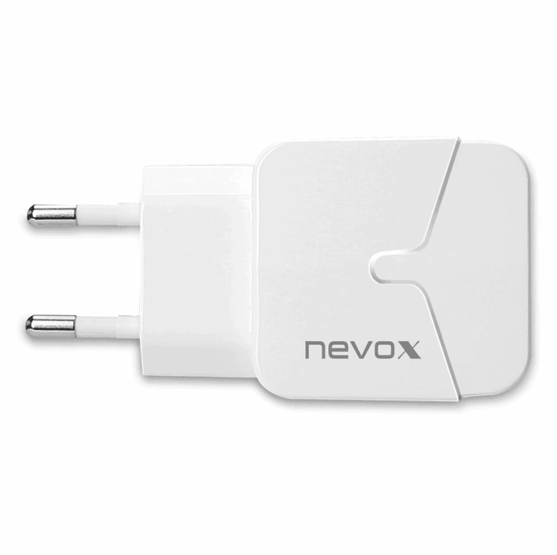 Nevox USB Charing Adapter Dual Port 2.4A White HC-1680 (Retail Pack)