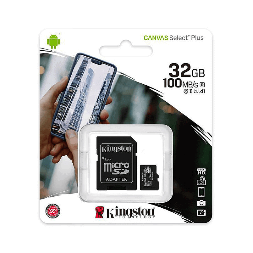 Kingston MicroSDHC 32GB Canvas Select Plus Memory Card SDCS2/32GB (Black)