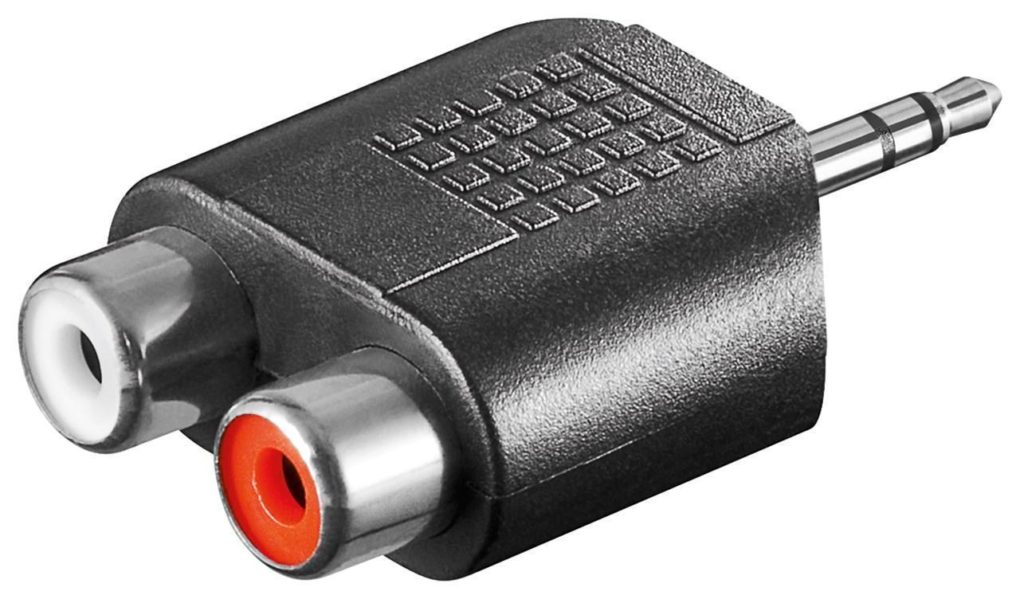 RCA Adapter, AUX Jack, 3.5 mm Male to 2x Stereo Female