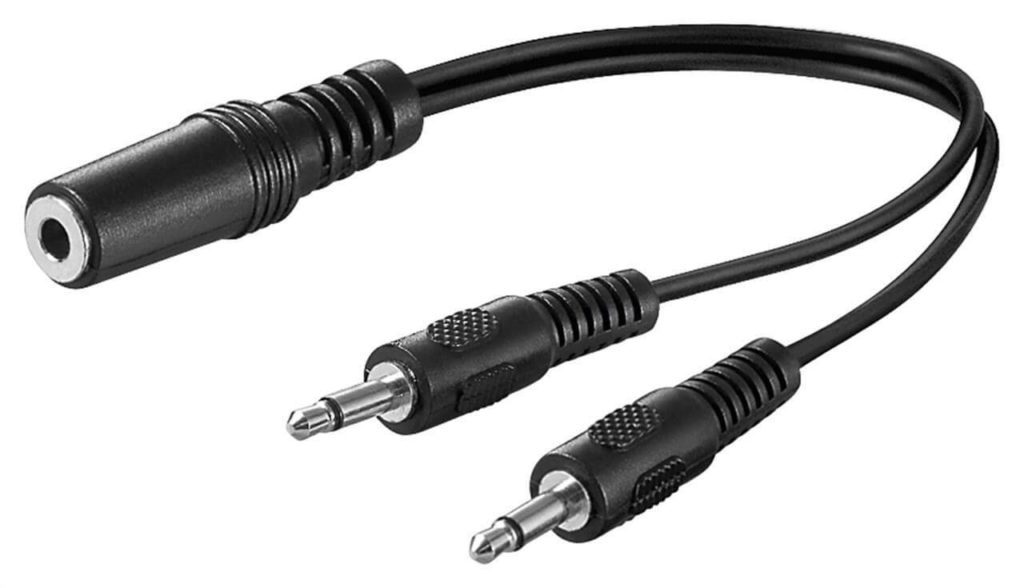 3.5 mm Audio Y Cable Adapter, 1x Stereo Female to 2x Mono Male