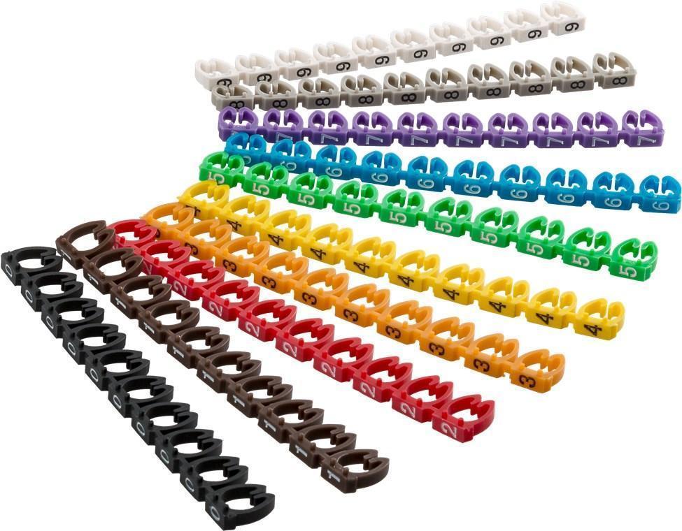 Cable Marker Clips "Digits 0–9" for Cable Diameters of 5.6 - 7.4 mm