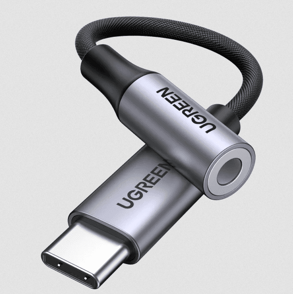UGREEN USB-C to 3.5mm M/F Cable Aluminum Shell with Braided 10cm - Space Gray