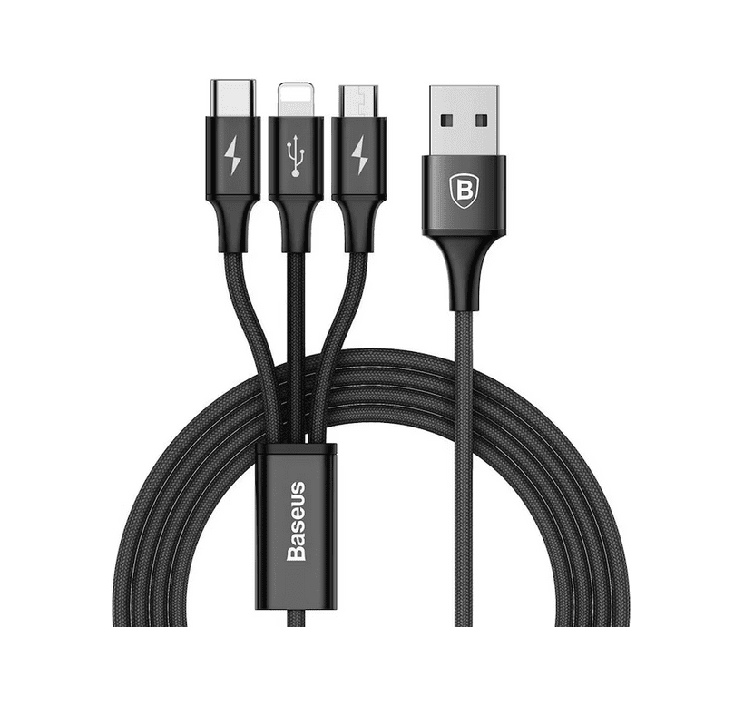 Baseus 3 in 1 Universal Multi USB Cable Black (CAMLT-SU01)