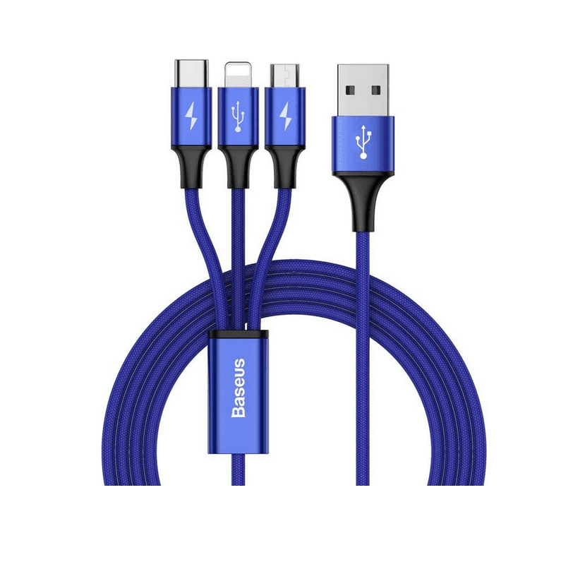Baseus Rapid Series 3-in-1 Cable Micro + Lightning + Type-C 3A 1.2M Dark Blue (CAMLT-SU13)
