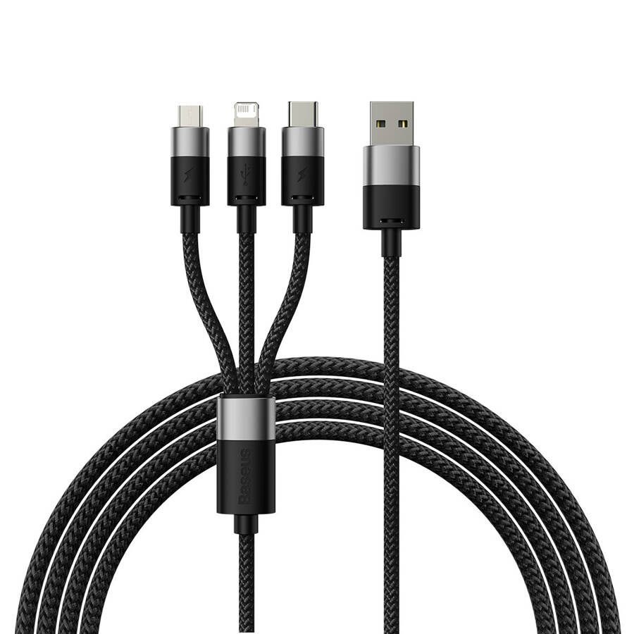 Baseus 3in1 USB - micro USB / Lightning / USB C 3.5A 1.2m cable StarSpeed - Black